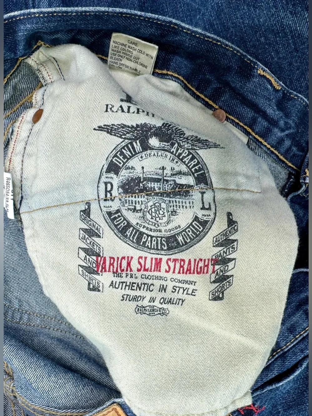 Polo Ralph Lauren Varick Slim Straight Jeans Mens Size 38x31 Medium Wash Denim